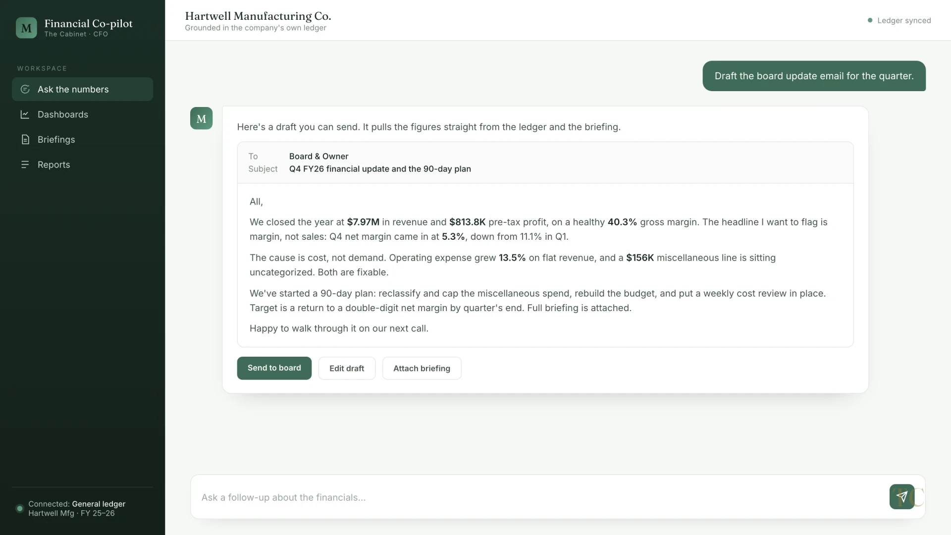 Mai drafting the board update email