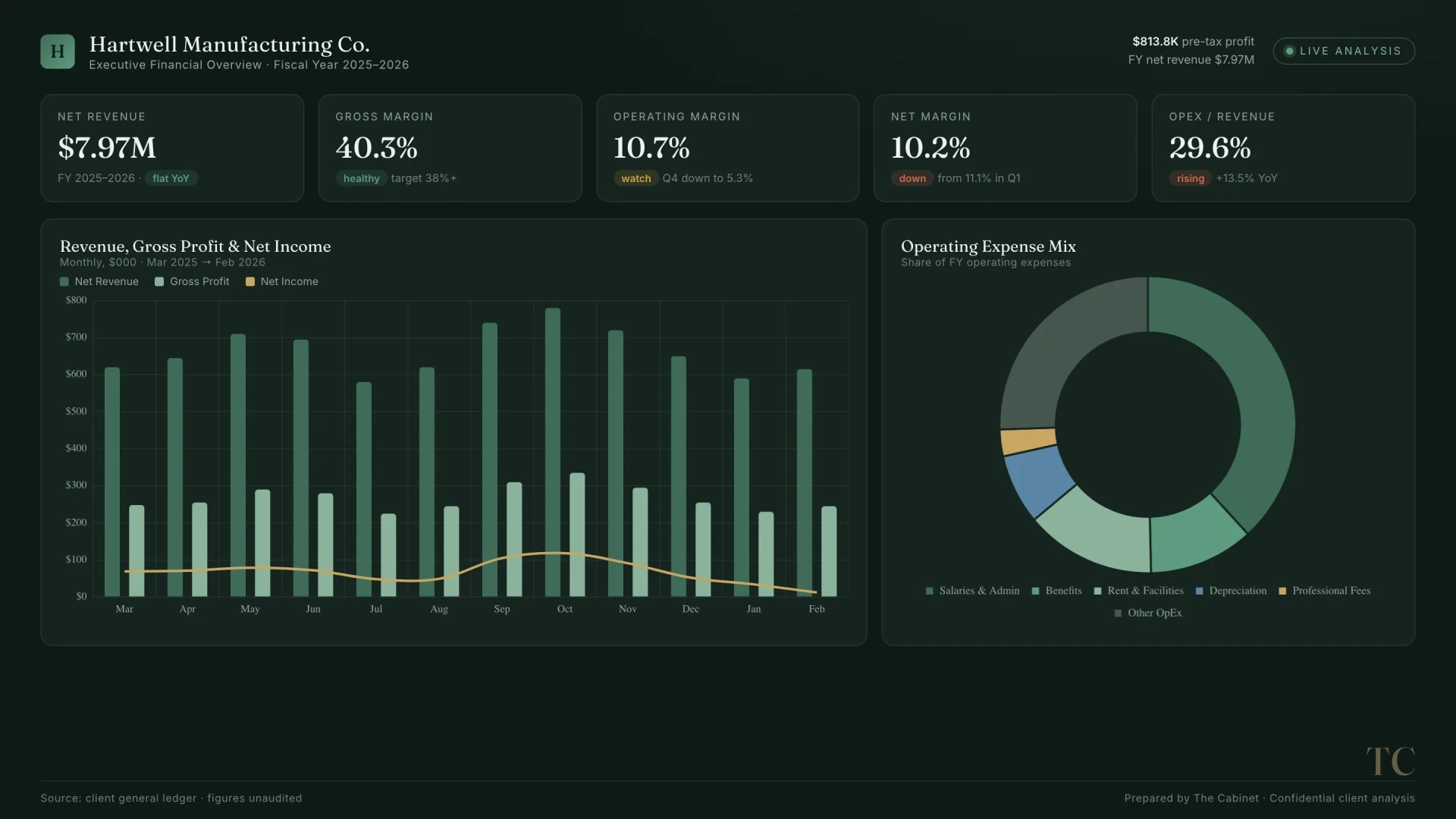 Executive financial dashboard overview