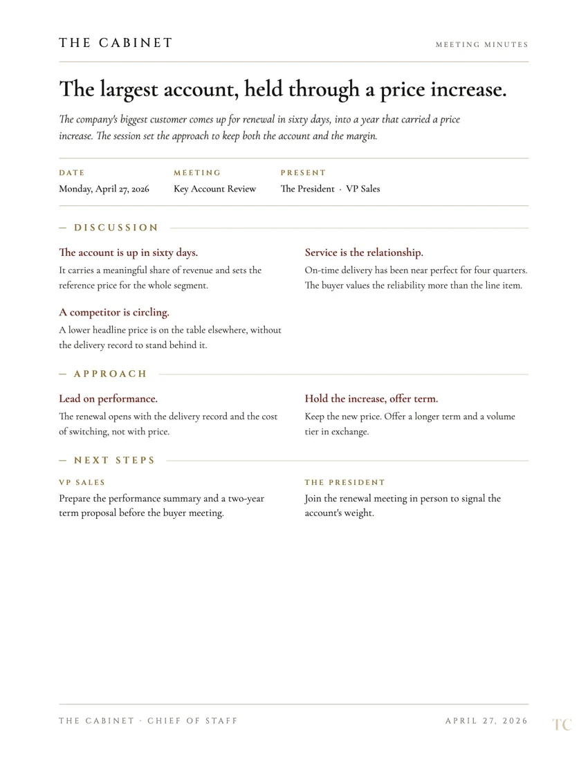 Key account review minutes